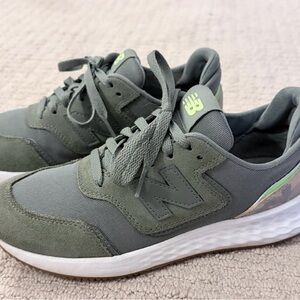 New Balance Olive Green Lace-Up Sneakers with Lime/Camo Accents